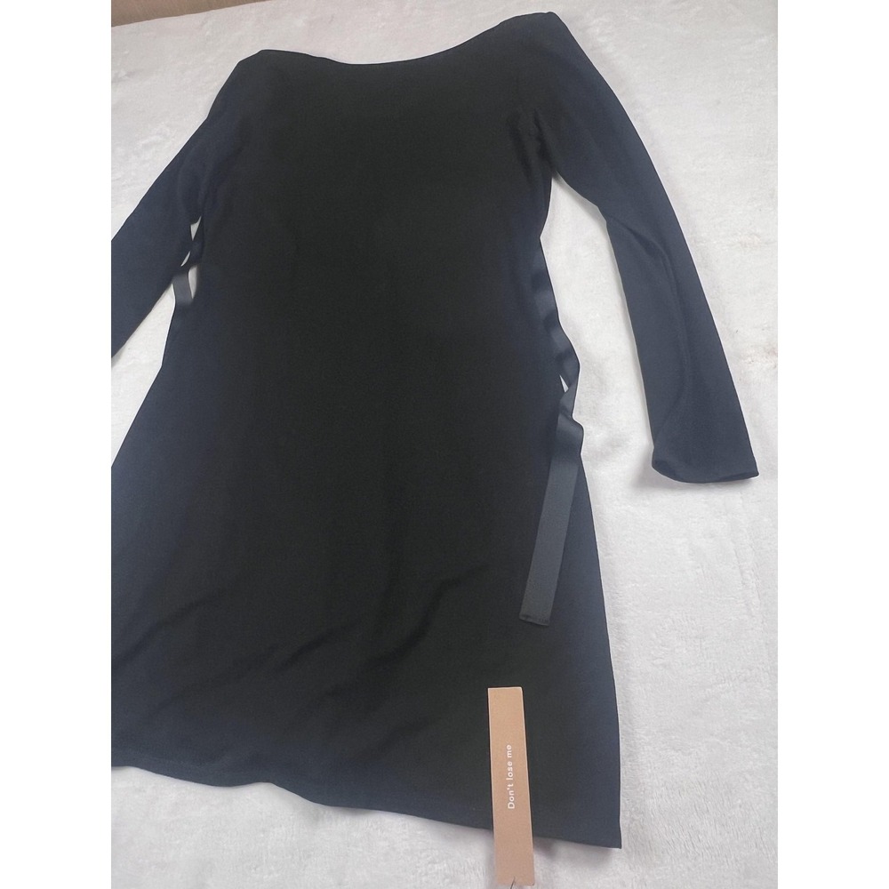 Reformation Avant Dress Womens Large Black Cut Out‎ Bow Long Sleeve Bodycon Mini - Picture 6 of 11